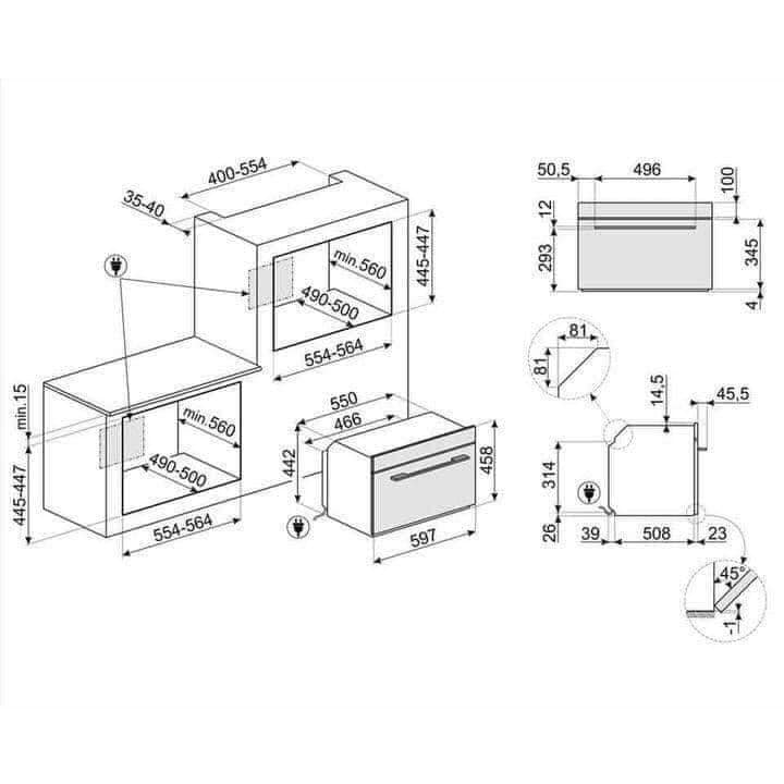 Lò nướng kết hợp vi sóng SMEG LINEA SF4104MCS - 40 lít