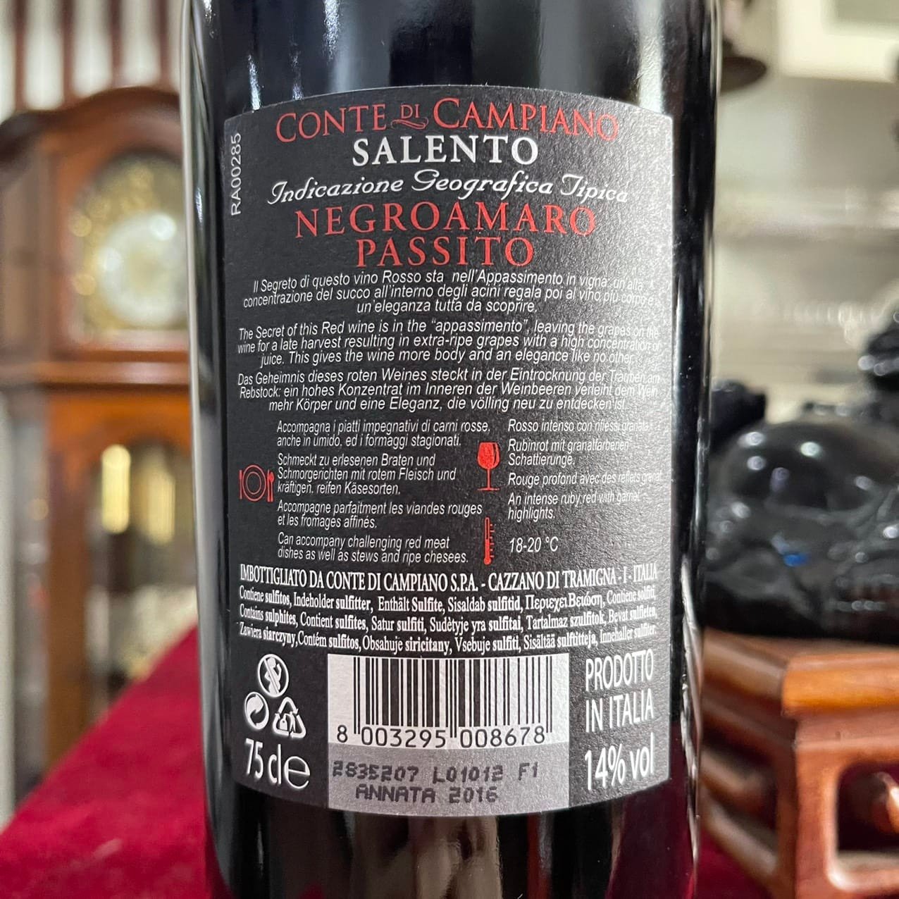 Rượu vang Ý Appassimento Negroamaro Salento